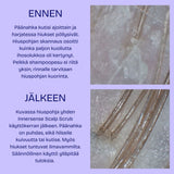 Hiuspohjan analyysi ja kuorinta ennen ja jälkeen