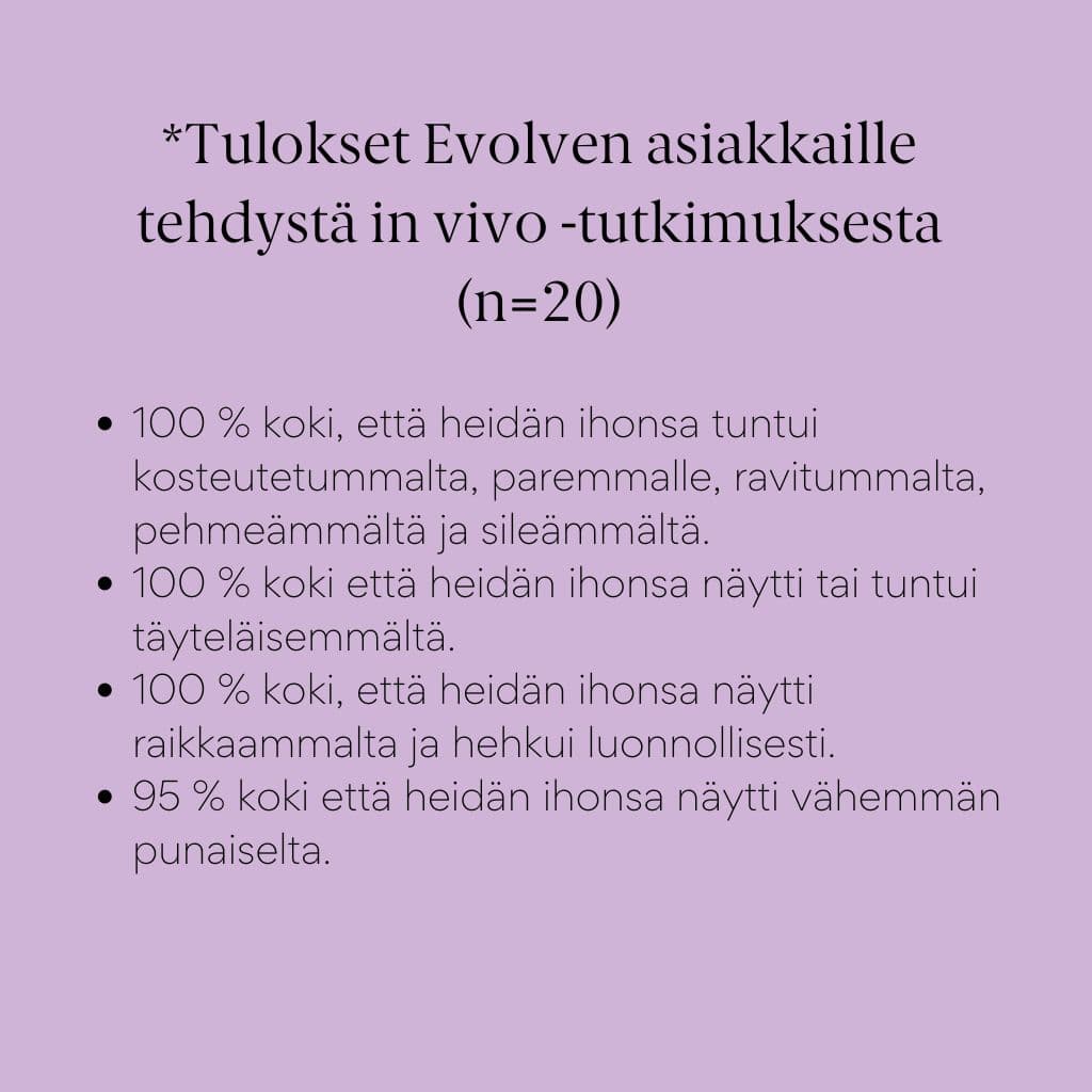 Kasvonaamio Evolve Intense Hydrating Mask testiryhmän in-vivo tutkimus