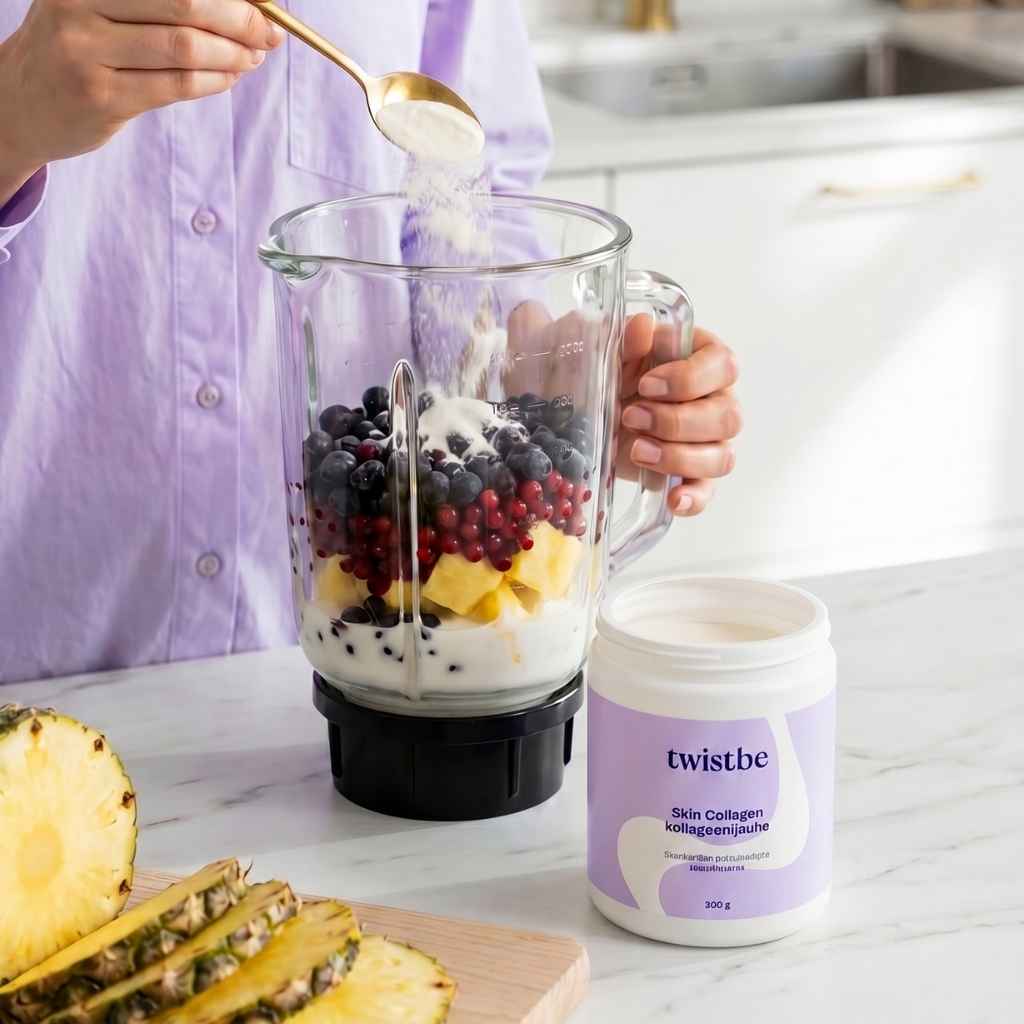 Kollageenijauhe-Twistbe-Skin-Collagen sopii smoothieen!