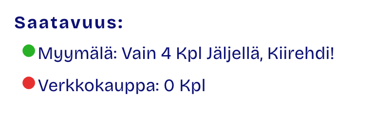 Myymälän saatavuus