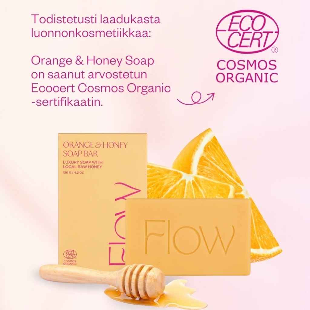 Sheivaussaippua Flow Cosmetics Orange & Honey Soap Bar