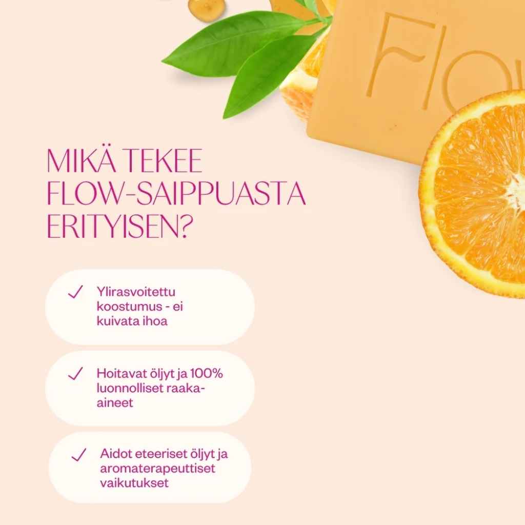 Sheivaussaippua Flow Cosmetics Orange & Honey Soap Bar