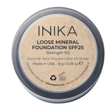 INIKA Organic Loose Mineral Foundation SPF25 mineraalimeikkipuuteri pohja